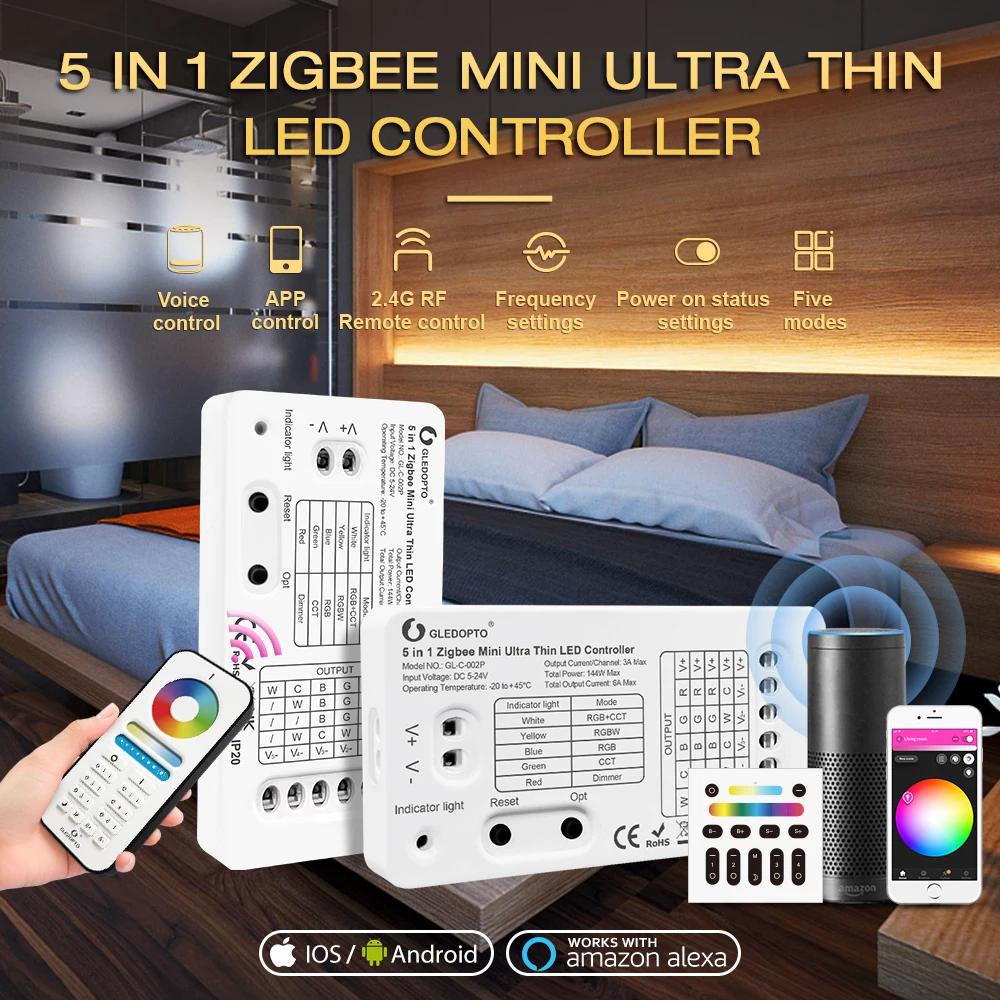 Gledopto Zigbee 3.0 DC5-24V Mini 5 in 1 RGBCCT/RGBW/RGB/CCT/Dimmer TV Ʈ  LED Ʈ Ʈ Ʈѷ ֹ 